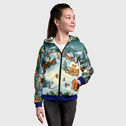 Толстовка на молнии детская Каникулы нового года, цвет: 3D-синий — фото 2