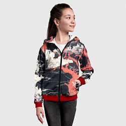 Толстовка на молнии детская Паттерн с деревьями в японском стиле - нейросеть, цвет: 3D-красный — фото 2