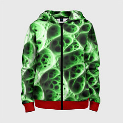 Толстовка на молнии детская Зелёная пористая структура, цвет: 3D-красный