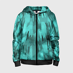 Толстовка на молнии детская Бирюзовый камуфляж, цвет: 3D-черный