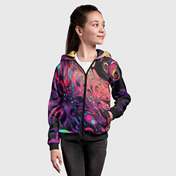 Толстовка на молнии детская Интерференционные цвета, цвет: 3D-черный — фото 2