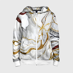 Детская толстовка на молнии Жёлто-белый мрамор