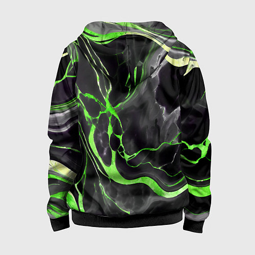 Детская толстовка на молнии Зелёно-чёрный мрамор / 3D-Черный – фото 2