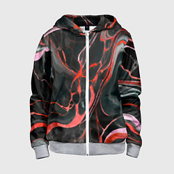 Детская толстовка на молнии Красно-чёрный мрамор