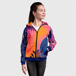 Толстовка на молнии детская Векторная абстракция с растениями - нейросеть, цвет: 3D-синий — фото 2
