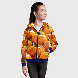 Толстовка на молнии детская Много тыкв, цвет: 3D-синий — фото 2