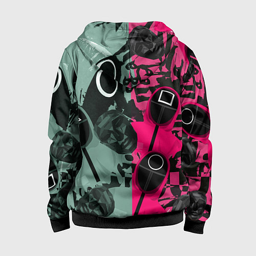 Детская толстовка на молнии Маски из игры в кальмара / 3D-Черный – фото 2