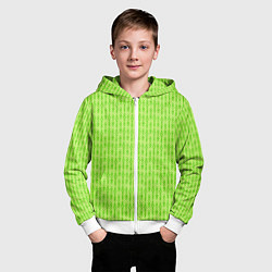Толстовка на молнии детская Светлый жёлто-зелёный текстурированный, цвет: 3D-белый — фото 2