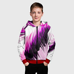 Толстовка на молнии детская Чёрно-розовые острые полосы на белом фоне, цвет: 3D-красный — фото 2