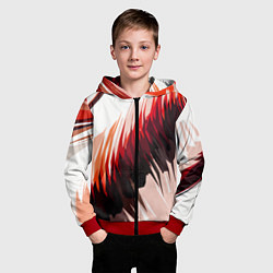 Толстовка на молнии детская Чёрно-красные острые полосы на белом фоне, цвет: 3D-красный — фото 2