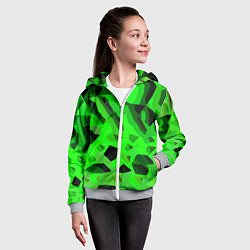 Толстовка на молнии детская Чёрно-зелёная пористая абстракция, цвет: 3D-меланж — фото 2