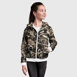 Толстовка на молнии детская Медведь на фоне десантников танков и самолетов, цвет: 3D-белый — фото 2