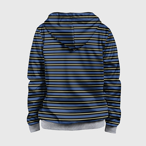 Детская толстовка на молнии Тёмно-синий с бежевой полосой / 3D-Меланж – фото 2