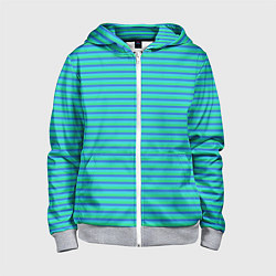 Детская толстовка на молнии Полосатый сине-зелёный
