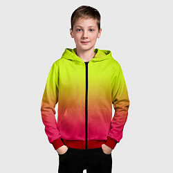 Толстовка на молнии детская Градиент салатовый в розовый, цвет: 3D-красный — фото 2