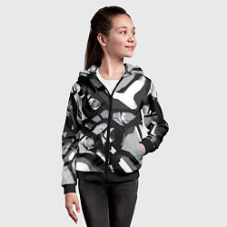 Толстовка на молнии детская Чёрно-серая абстракция, цвет: 3D-черный — фото 2