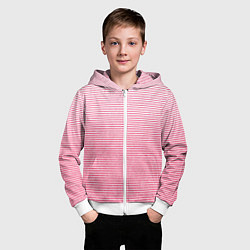 Толстовка на молнии детская Полосатый розовый текстурный, цвет: 3D-белый — фото 2