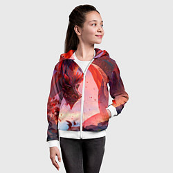 Толстовка на молнии детская Дракон красный мифический, цвет: 3D-белый — фото 2