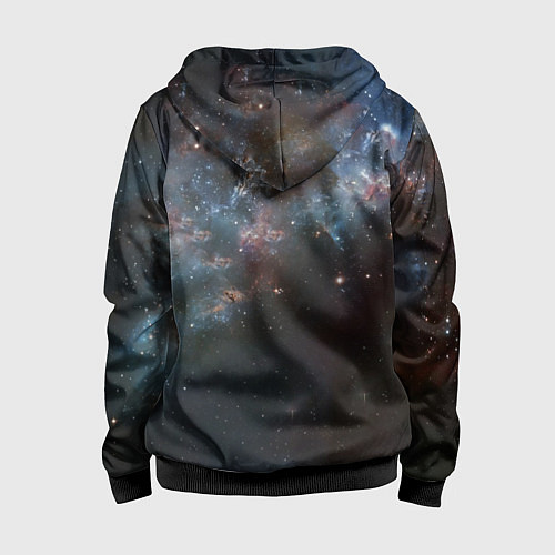 Детская толстовка на молнии Череп - космос / 3D-Черный – фото 2