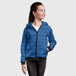 Толстовка на молнии детская Тёмный серо-синий полосатый, цвет: 3D-черный — фото 2