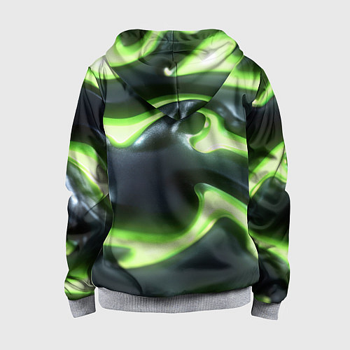 Детская толстовка на молнии Зеленый неоновый камуфляж / 3D-Меланж – фото 2