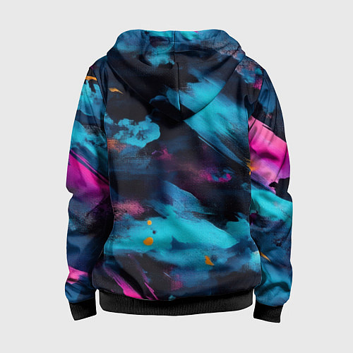 Детская толстовка на молнии Герб РФ на текстурном камуфляже / 3D-Черный – фото 2