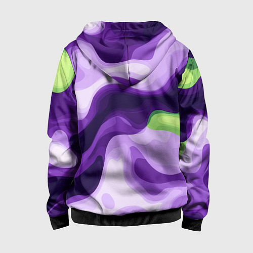 Детская толстовка на молнии Фиолетовый камуфляж Россия / 3D-Черный – фото 2