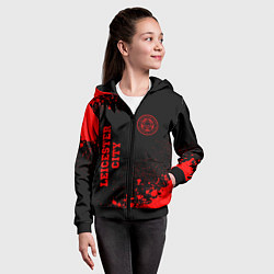 Толстовка на молнии детская Leicester City - red gradient вертикально, цвет: 3D-черный — фото 2