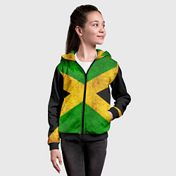 Толстовка на молнии детская Jamaica flag, цвет: 3D-черный — фото 2