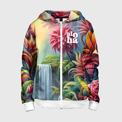 Детская толстовка на молнии Гавайские тропические цветы - алоха