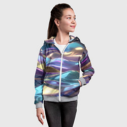 Толстовка на молнии детская Космические мягкие волны, цвет: 3D-меланж — фото 2