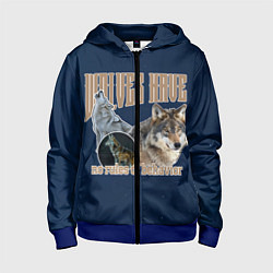 Толстовка на молнии детская Волки в ночи, цвет: 3D-синий