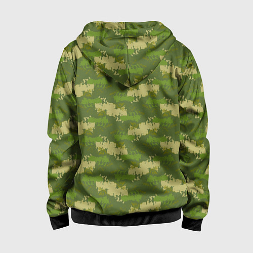 Детская толстовка на молнии Зеленый камуфляж / 3D-Черный – фото 2