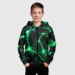 Толстовка на молнии детская Зеленый нейроны, цвет: 3D-черный — фото 2