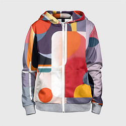 Толстовка на молнии детская Абстракция из фигур и линий, цвет: 3D-меланж