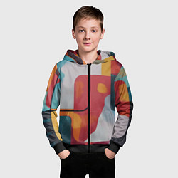 Толстовка на молнии детская Абстракция с прямоугольниками, цвет: 3D-черный — фото 2
