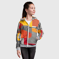 Толстовка на молнии детская Абстракция с желтым и оранжевым, цвет: 3D-меланж — фото 2