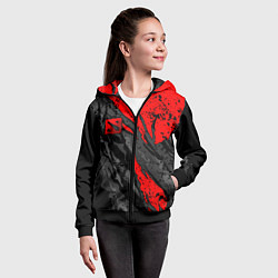 Толстовка на молнии детская Дота 2 - красная абстракция, цвет: 3D-черный — фото 2