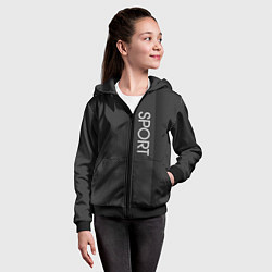 Толстовка на молнии детская Sport чёрно-серый полоса с затемнением, цвет: 3D-черный — фото 2