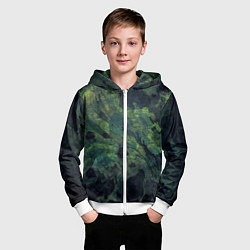 Толстовка на молнии детская Абстракция - green camouflage background, цвет: 3D-белый — фото 2