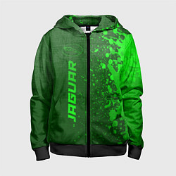 Толстовка на молнии детская Jaguar - green gradient по-вертикали, цвет: 3D-черный