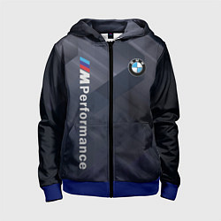 Толстовка на молнии детская BMW black-grey, цвет: 3D-синий