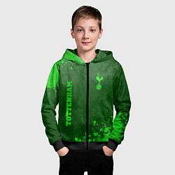 Толстовка на молнии детская Tottenham - green gradient вертикально, цвет: 3D-черный — фото 2