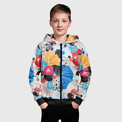 Толстовка на молнии детская Цветы - абстрактные узоры, цвет: 3D-черный — фото 2