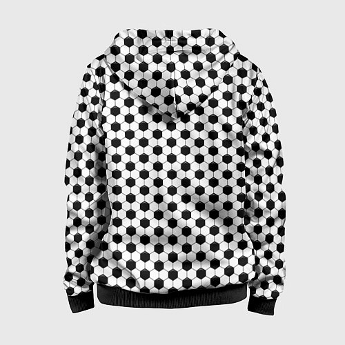 Детская толстовка на молнии Текстура футбольного мяча / 3D-Черный – фото 2