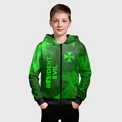 Толстовка на молнии детская Resident Evil - green gradient вертикально, цвет: 3D-черный — фото 2