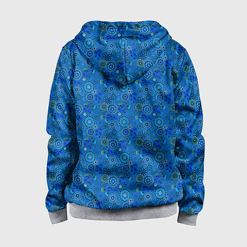Детская толстовка на молнии Этнический синий деревенский абстрактный узор / 3D-Меланж – фото 2