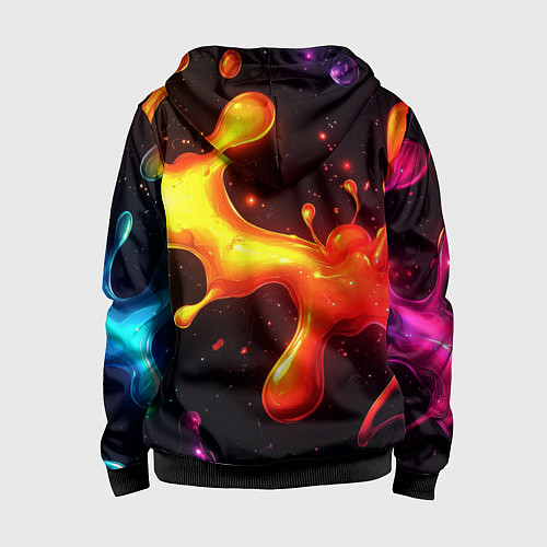 Детская толстовка на молнии Радужные кляксы на черном фоне / 3D-Черный – фото 2
