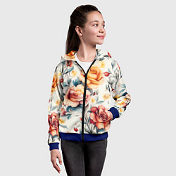 Толстовка на молнии детская Паттерн с переплетением цветов, цвет: 3D-синий — фото 2