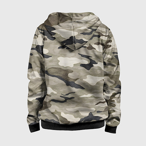 Детская толстовка на молнии Песочный камуфляж / 3D-Черный – фото 2